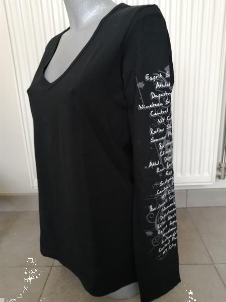 Grote foto zwarte longsleeve met mouwprint esprit sports kleding dames blouses en tunieken