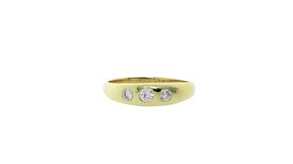 Grote foto gouden gladde ring met diamant 14 krt kleding dames sieraden