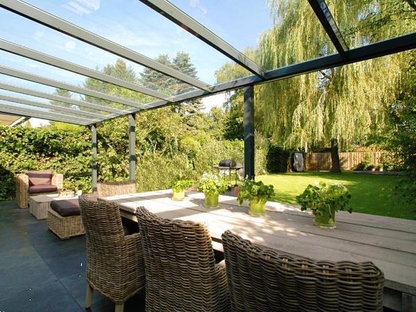 Grote foto profiline veranda 300x349 9 cm glasdak tuin en terras tegels en terrasdelen