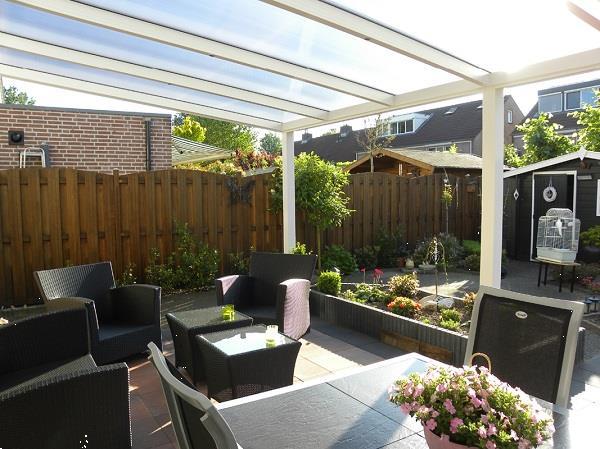 Grote foto profiline veranda 400x349 9 cm glasdak tuin en terras tegels en terrasdelen