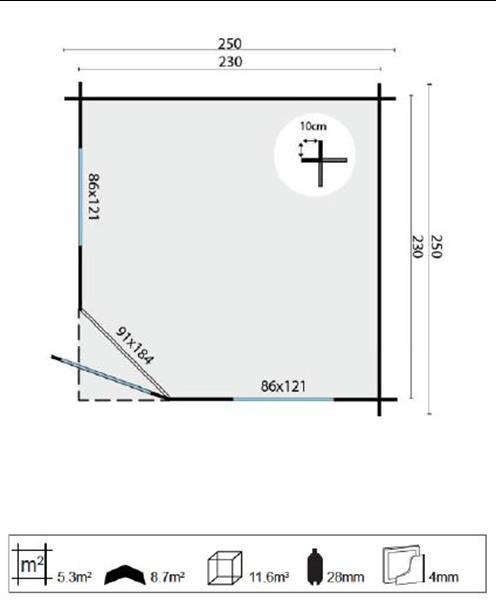 Grote foto blokhut jos 250x250 cm groen ge mpregneerd tuin en terras tuinhuisjes en blokhutten