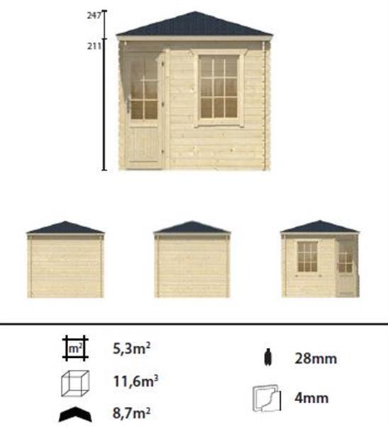 Grote foto blokhut jos 250x250 cm groen ge mpregneerd tuin en terras tuinhuisjes en blokhutten