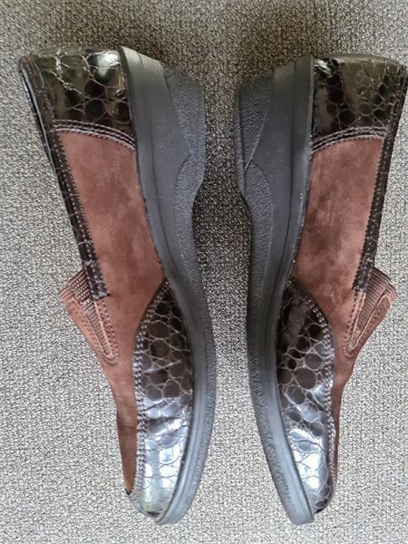 Grote foto ara bruine nubuck instappers met kroko lakleder 38 kleding dames schoenen