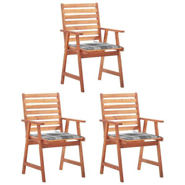 Grote foto vidaxl chaises d ner d ext rieur 3 pcs avec coussins acaci tuin en terras tuinmeubelen