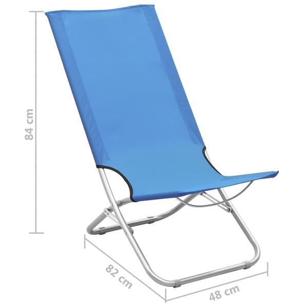 Grote foto vidaxl chaises de plage pliables 2 pcs bleu tissu tuin en terras tuinmeubelen