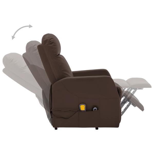 Grote foto vidaxl fauteuil inclinable de massage marron similicuir huis en inrichting stoelen
