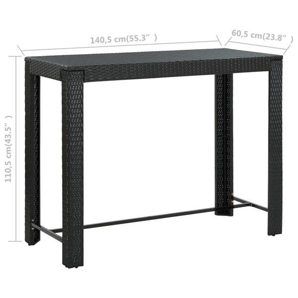 Grote foto vidaxl table de bar de jardin noir 140 5x60 5x110 5 cm r sin tuin en terras tuinmeubelen