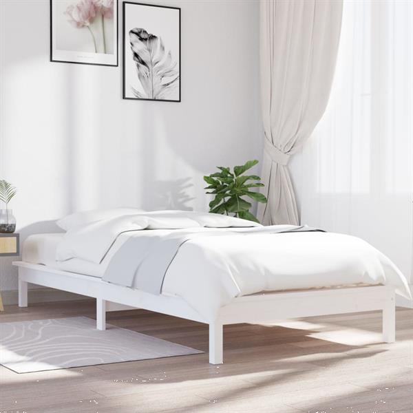 Grote foto vidaxl cadre de lit blanc 100x200 cm bois de pin massif huis en inrichting bedden