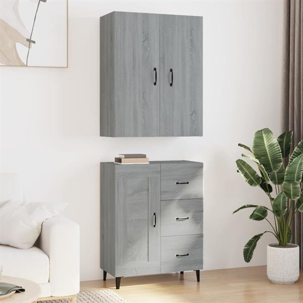 Grote foto vidaxl buffet haut sonoma gris 69 5x34x180 cm bois d ing nie huis en inrichting overige