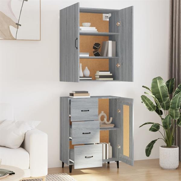 Grote foto vidaxl buffet haut sonoma gris 69 5x34x180 cm bois d ing nie huis en inrichting overige