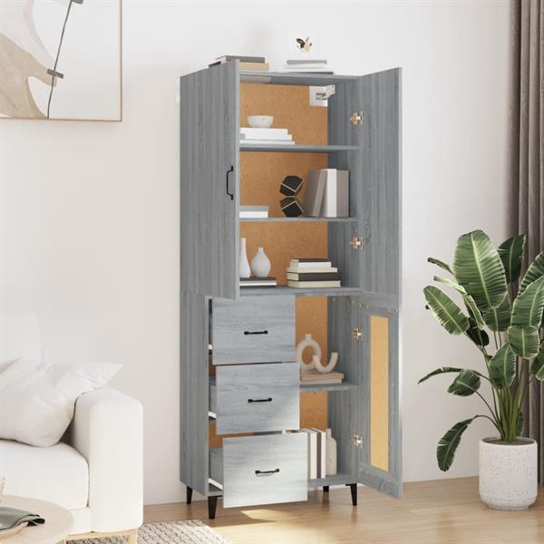 Grote foto vidaxl buffet haut sonoma gris 69 5x34x180 cm bois d ing nie huis en inrichting overige