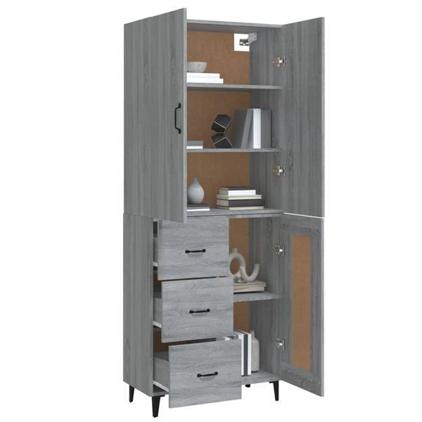 Grote foto vidaxl buffet haut sonoma gris 69 5x34x180 cm bois d ing nie huis en inrichting overige