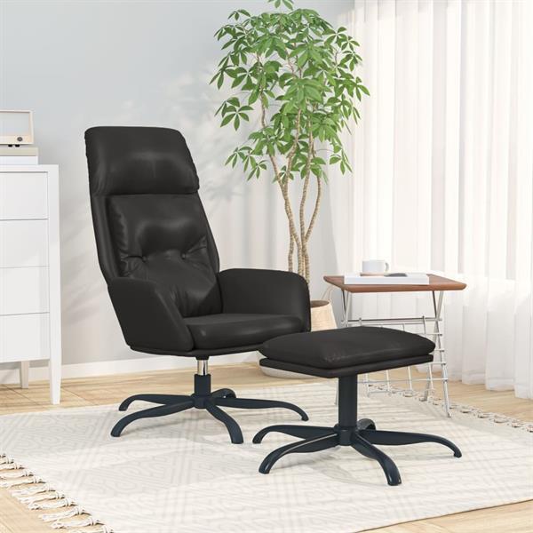 Grote foto vidaxl chaise de relaxation avec repose pied noir brillant s huis en inrichting stoelen