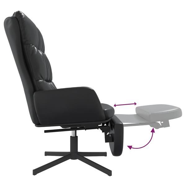 Grote foto vidaxl chaise de relaxation avec repose pied noir similicuir huis en inrichting stoelen