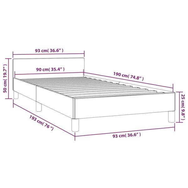 Grote foto vidaxl cadre de lit avec t te de lit marron 90x190 cm simili huis en inrichting bedden