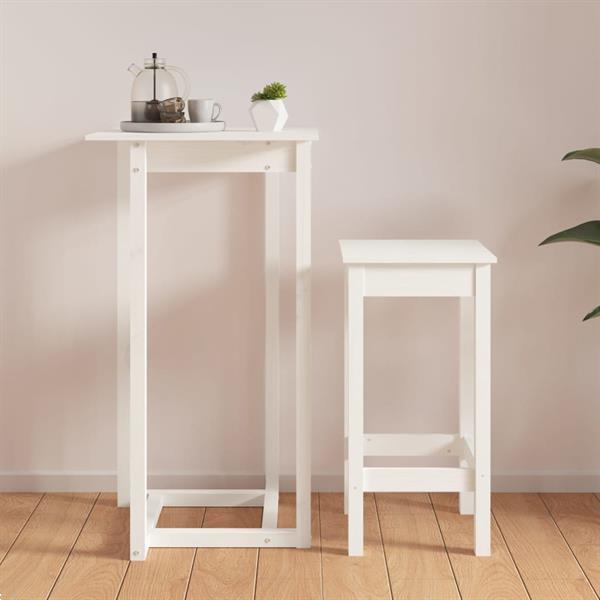 Grote foto vidaxl table de bar blanc 60x60x110 cm bois massif de pin huis en inrichting eettafels
