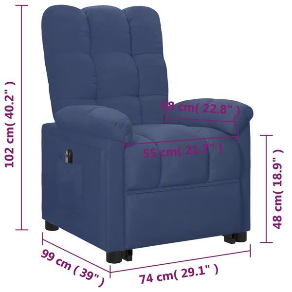 Grote foto vidaxl fauteuil inclinable bleu tissu huis en inrichting stoelen