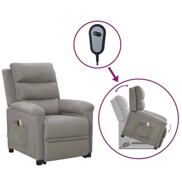 Grote foto vidaxl fauteuil inclinable de massage gris clair tissu huis en inrichting stoelen