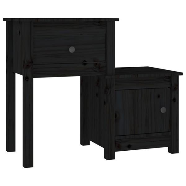 Grote foto vidaxl table de chevet noir 79 5x38x65 5 cm bois de pin mass huis en inrichting complete slaapkamers