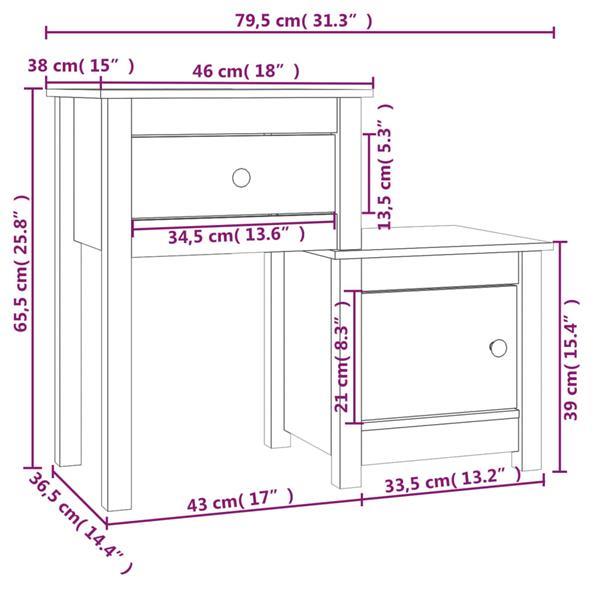 Grote foto vidaxl table de chevet noir 79 5x38x65 5 cm bois de pin mass huis en inrichting complete slaapkamers