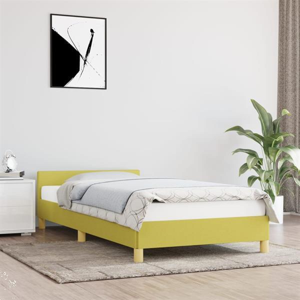 Grote foto vidaxl cadre de lit avec t te de lit vert 90x200 cm tissu huis en inrichting bedden