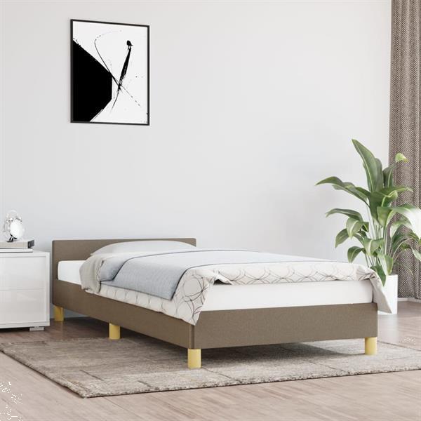 Grote foto vidaxl cadre de lit avec t te de lit taupe 100x200 cm tissu huis en inrichting bedden