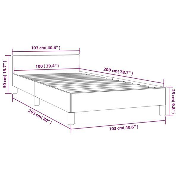 Grote foto vidaxl cadre de lit avec t te de lit taupe 100x200 cm tissu huis en inrichting bedden