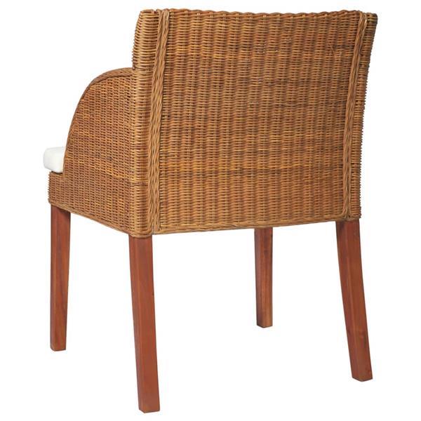 Grote foto vidaxl chaise de salle manger coussin marron clair rotin n huis en inrichting stoelen