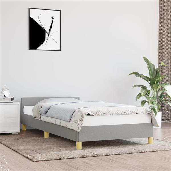 Grote foto vidaxl cadre de lit avec t te de lit gris clair 90x200 cm ti huis en inrichting bedden