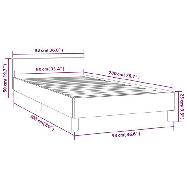 Grote foto vidaxl cadre de lit avec t te de lit gris clair 90x200 cm ti huis en inrichting bedden