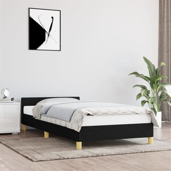 Grote foto vidaxl cadre de lit avec t te de lit noir 90x190 cm tissu huis en inrichting bedden