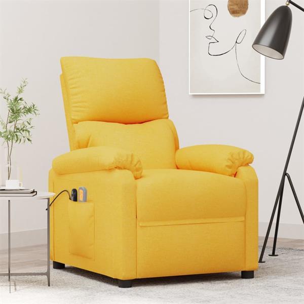 Grote foto vidaxl fauteuil inclinable de massage lectrique jaune tissu huis en inrichting stoelen