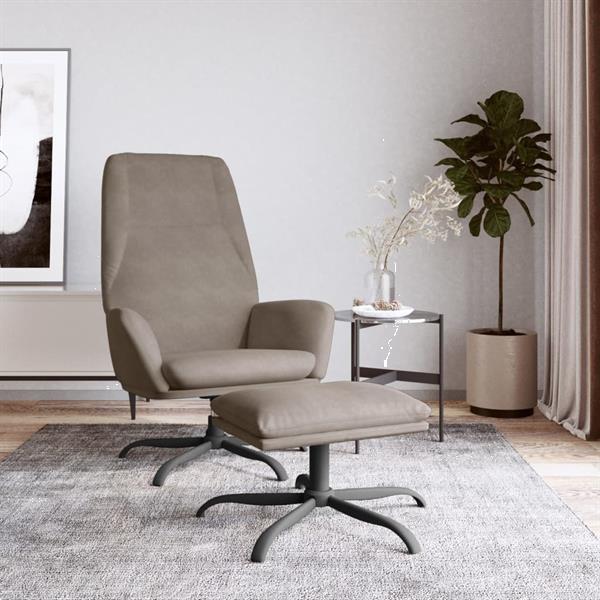 Grote foto vidaxl chaise de relaxation avec tabouret gris clair velours huis en inrichting stoelen