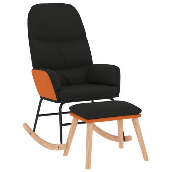 Grote foto vidaxl chaise bascule avec tabouret noir tissu huis en inrichting stoelen