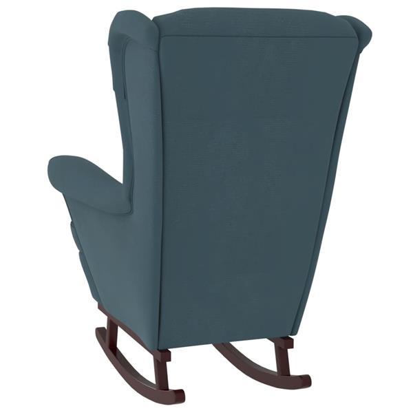 Grote foto vidaxl chaise bascule avec pieds en bois et tabouret bleu huis en inrichting stoelen