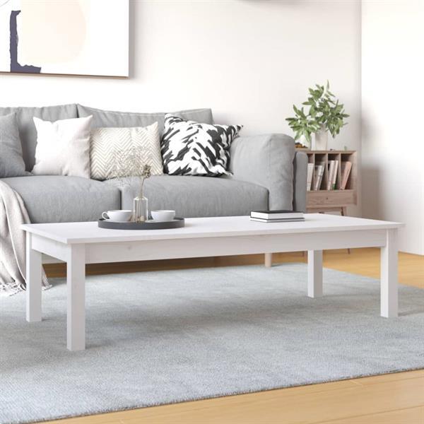 Grote foto vidaxl table basse blanc 110x50x30 cm bois massif de pin huis en inrichting eettafels