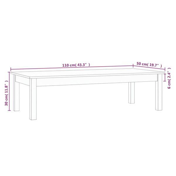 Grote foto vidaxl table basse blanc 110x50x30 cm bois massif de pin huis en inrichting eettafels