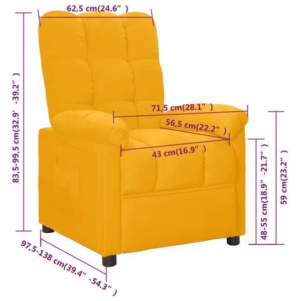 Grote foto vidaxl fauteuil de massage inclinable lectrique jaune tissu huis en inrichting stoelen