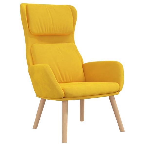 Grote foto vidaxl chaise de d tente et repose pied jaune moutarde velou huis en inrichting stoelen
