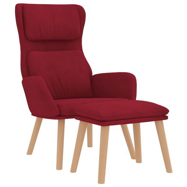 Grote foto vidaxl chaise de relaxation avec tabouret rouge bordeaux vel huis en inrichting stoelen