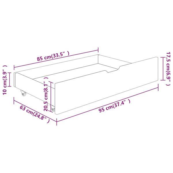 Grote foto vidaxl cadre de lit avec 4 tiroirs marron fonc 160x200 cm p huis en inrichting bedden