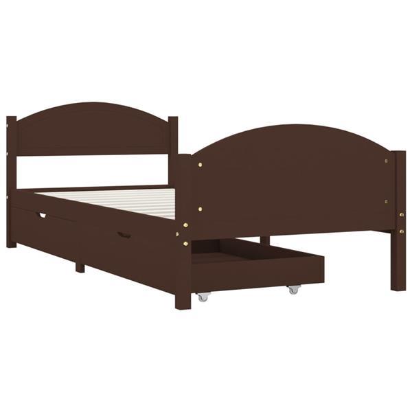 Grote foto vidaxl cadre de lit avec 2 tiroirs marron fonc 90x200 cm pi huis en inrichting bedden