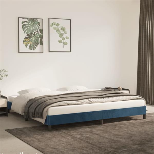 Grote foto vidaxl cadre de lit bleu fonc 200x200 cm velours huis en inrichting bedden