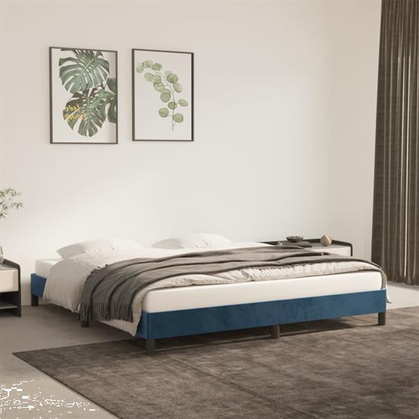 Grote foto vidaxl cadre de lit bleu fonc 180x200 cm velours huis en inrichting bedden