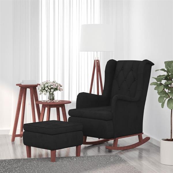 Grote foto vidaxl fauteuil avec pieds bascule et tabouret noir velour huis en inrichting stoelen