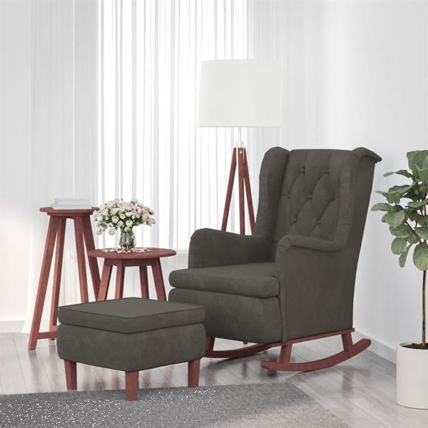 Grote foto vidaxl fauteuil avec pieds bascule et tabouret gris fonc huis en inrichting stoelen