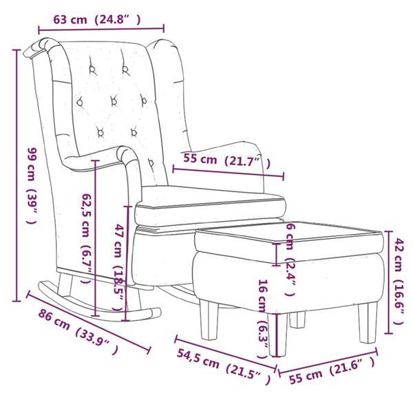 Grote foto vidaxl fauteuil avec pieds bascule et tabouret gris fonc huis en inrichting stoelen