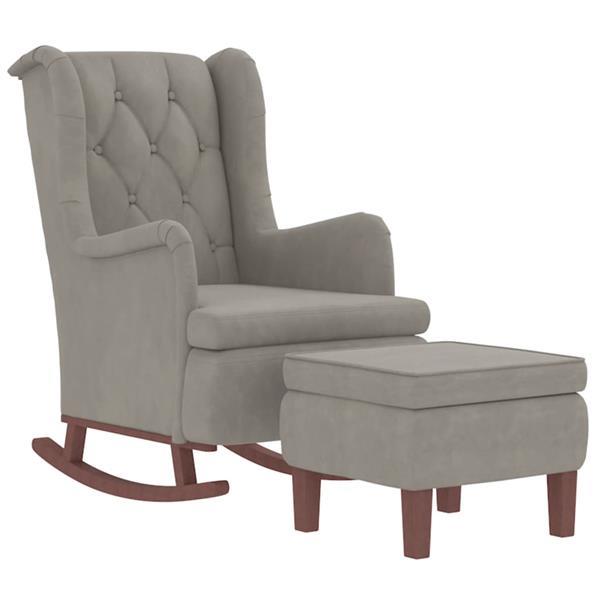 Grote foto vidaxl fauteuil avec pieds bascule et tabouret gris clair huis en inrichting stoelen