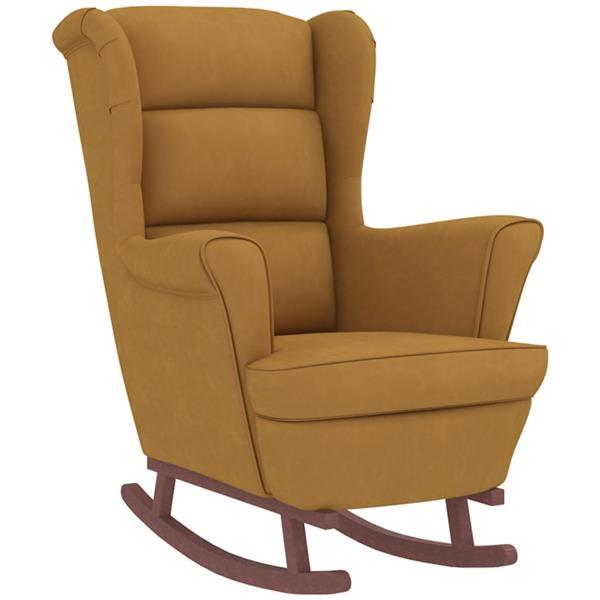 Grote foto vidaxl chaise bascule avec pieds en bois et tabouret marro huis en inrichting stoelen