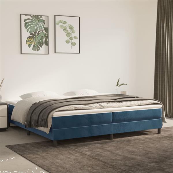 Grote foto vidaxl sommier ressorts de lit bleu fonc 200x200 cm velou huis en inrichting bedden